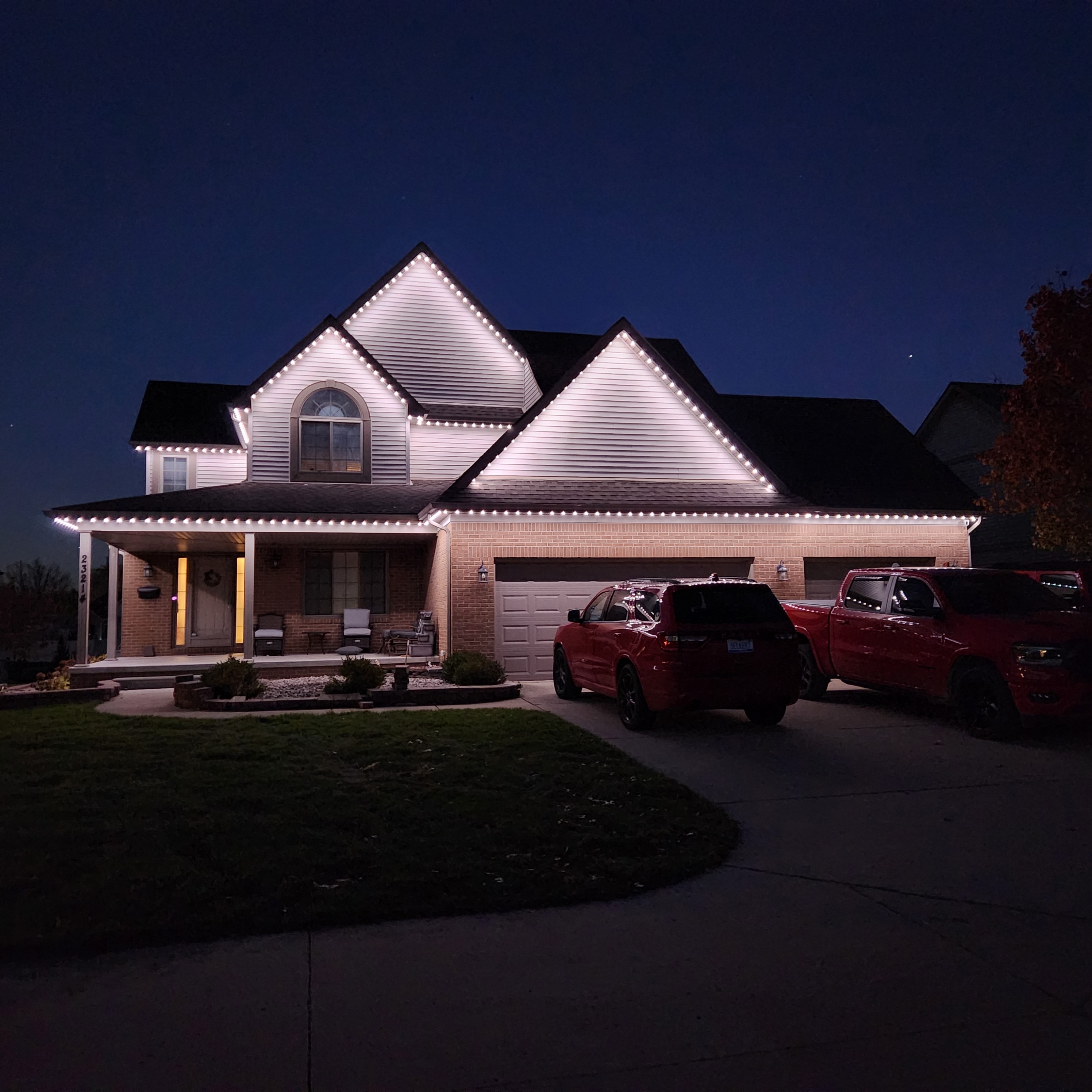 Beautiful permanent holiday lighting on Michigan home